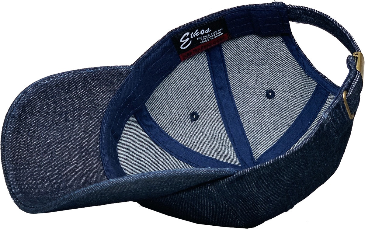 Dark Denim Low Profile Baseball Caps Inside Turned Over View
